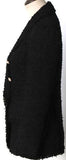 Black Double Breasted Fringed Tweed Blazer