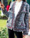 Fringed Tweed Knit Jacket in Red or Grey - DESIGNER INSPIRED FASHIONS