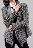 Asymmetric Fringed Tweed Jacket - DESIGNER INSPIRED FASHIONS