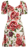 Peony and Rose-Print Brocade Dress