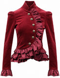 Ruffled Velvet Military Jacket
