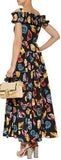 Cold-Shoulder Frilled Seashell Dress