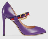 Sylvie Leather Pumps - Purple, White, Black