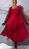 Long Double-Breasted Military Wool Coat in Red - DESIGNER INSPIRED FASHIONS