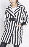Striped Puffer Down Coat - DESIGNER INSPIRED FASHIONS