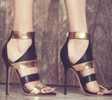 Gold Besso Textured and Mirrored Leather Sandals - DESIGNER INSPIRED FASHIONS