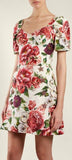 Peony and Rose-Print Brocade Dress