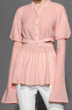 Gingham Open-Tie-Back Blouse