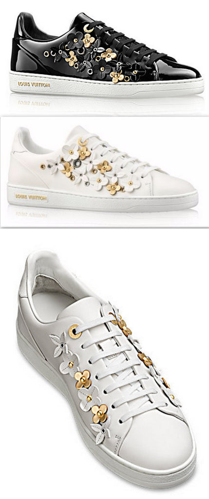 'Frontrow' Flower Applique Sneakers - Black or White - DESIGNER INSPIRED FASHIONS