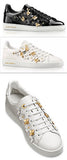 'Frontrow' Flower Applique Sneakers - Black or White - DESIGNER INSPIRED FASHIONS