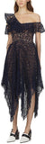 Navy Circle Floral Lace Midi Dress