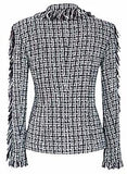 Asymmetric Fringed Tweed Jacket - DESIGNER INSPIRED FASHIONS
