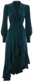 Ruffled Wrap Dress - Green, Pink, Red or Black