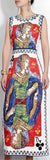 'Queen of Hearts' Printed Midi Dress with Crystals