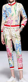 Floral and Web-Stripe Jacket and Pant Set
