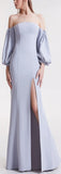 Off-the-Shoulder Illusion Puffed-Sleeve Gown