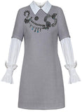 Embellished Wool Shirt-Dress