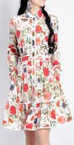 Floral-Print Shirt Dress - Black or White