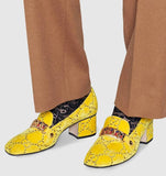 Sylvie GG Velvet Mid-Heel Loafers - Yellow or Black