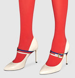Sylvie Leather Pumps - Purple, White, Black