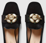 Velvet Ballet Flat with Bee, Black