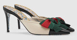 Leather Mid-Heel Slide with Web Bow
