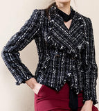 Black & White Tweed Knit Jacket - DESIGNER INSPIRED FASHIONS