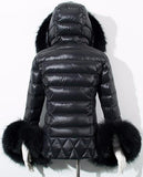 Black Faux-Fur Trim Down Jacket - DESIGNER INSPIRED FASHIONS
