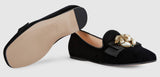 Velvet Ballet Flat with Bee, Black