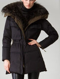 Fur Collar Elasticated Waist Short Down Coat - DESIGNER INSPIRED FASHIONS