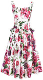 Peony Print Ruffled Bustier Top and Skirt Set