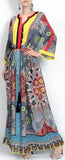 Color-Contrast Tassel-Belted Maxi Dress