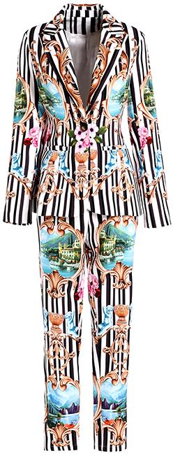 Stripe Scenic Blazer and Cropped Pant Suit