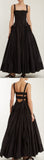 Black Gathered Smocked Maxi Dress