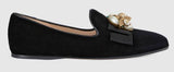 Velvet Ballet Flat with Bee, Black
