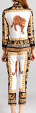 Cheetah and Baroque Printed Shirt and Cropped Pant Set
