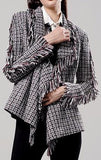 Asymmetric Fringed Tweed Jacket - DESIGNER INSPIRED FASHIONS