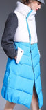 Color-Block Wool & Down Coat in Blue - DESIGNER INSPIRED FASHIONS