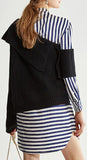 Asymmetrical Knit Sweater and Stripe Shirt-Dress