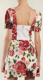 Peony and Rose-Print Brocade Dress