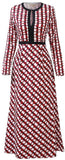 Printed Long-Sleeve Midi Dress