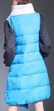 Color-Block Wool & Down Coat in Blue - DESIGNER INSPIRED FASHIONS