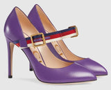 Sylvie Leather Pumps - Purple, White, Black
