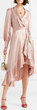Ruffled Wrap Dress - Green, Pink, Red or Black