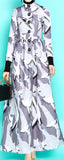 Long Single-Breasted Bird Printed Coat
