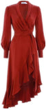 Ruffled Wrap Dress - Green, Pink, Red or Black