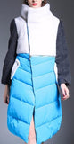 Color-Block Wool & Down Coat in Blue - DESIGNER INSPIRED FASHIONS