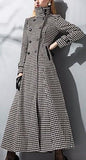 Long Double-Breasted Houndstooth Coat - DESIGNER INSPIRED FASHIONS