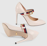 Sylvie Leather Pumps - Purple, White, Black