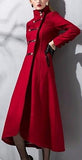 Long Double-Breasted Military Wool Coat in Red - DESIGNER INSPIRED FASHIONS
